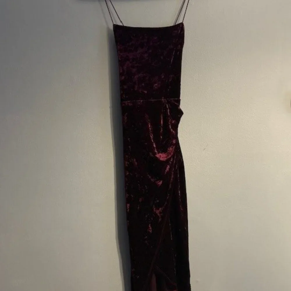SOLD Almost Famous Burgundy Crushed Velvet Strappy Dress - Picture 2 of 5